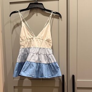 DO+BE Cream and Blue Tiered Camisole